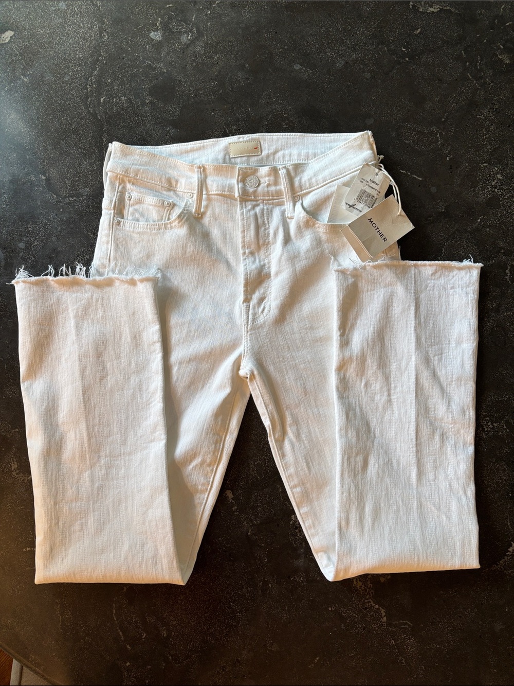 Mother Insider Crop Step Fray White Jeans, Fairest Of Them All Size 27 NEW
